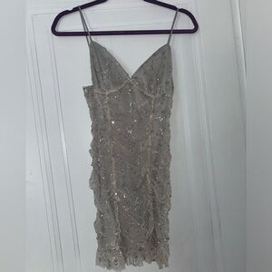 Lucy in the Sky Tulle Glitter Ruched Dress (Grey)